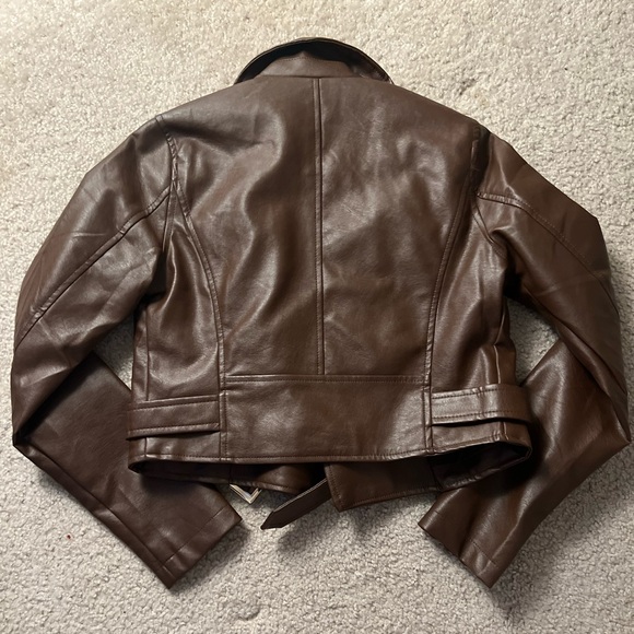 Fashion Nova Brown Faux Leather Jacket - Picture 6 of 6